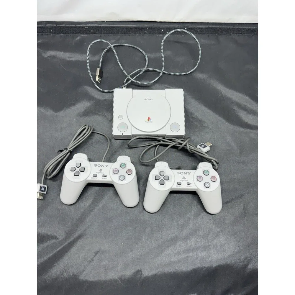 Sony PlayStation Classic Gray Console Gaming System SCPH-1000R + 2 Controllers